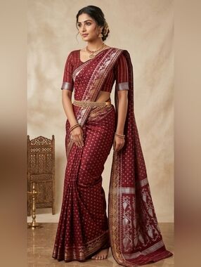 Women Pure Half Silk Authentic Dhakai Jamdani Saree Designer Handloom Festive
